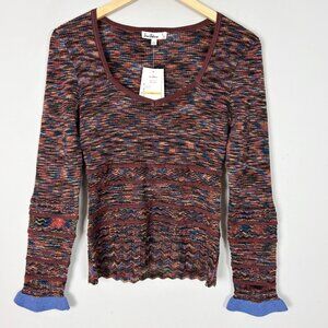 NEW Sam Edelman Brown Marled Ribbed Sweater Fall Boho Size Small Women's
